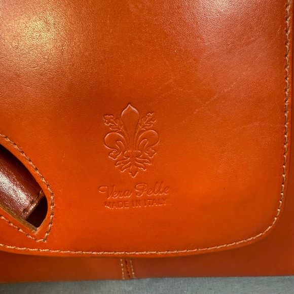 Italian Vera‎ Pelle Brown Leather Crossbody Bag Purse Magnetic Flap Closure - Picture 7 of 15